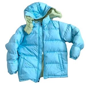 Land’s End| Reversible Puffer Hooded Jacker Removable Hood Two Colors